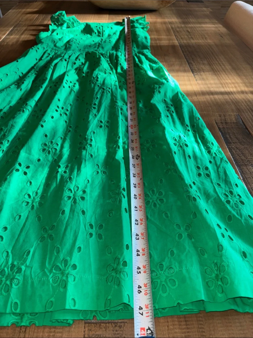 J. Crew size 10 Green sleeveless Eyelet Midi lined Dress with pockets nwt!